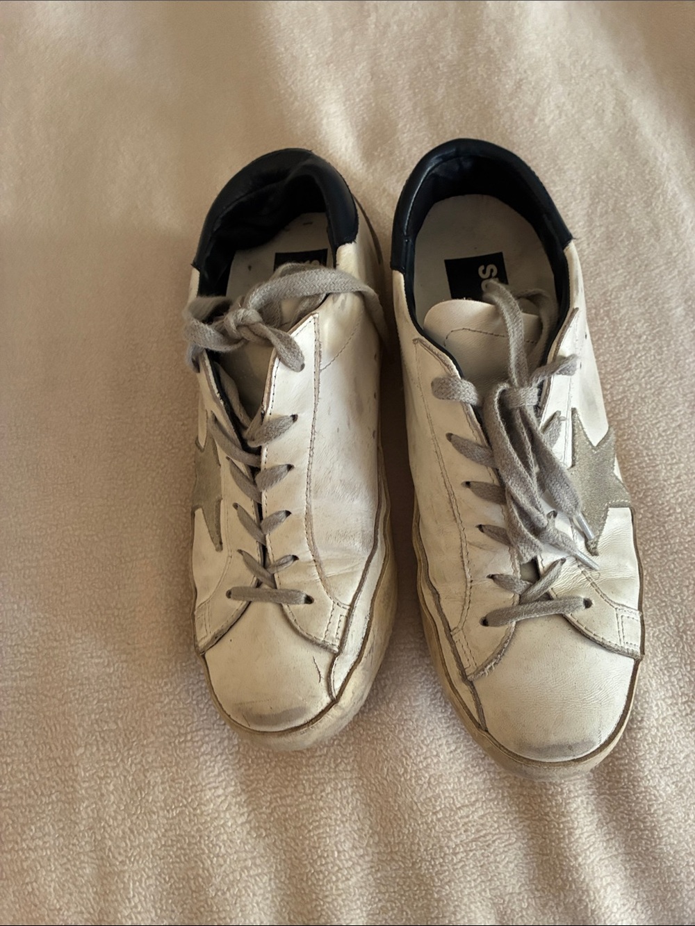 Golden Goose Women's White Leather Sneakers with Gray Star